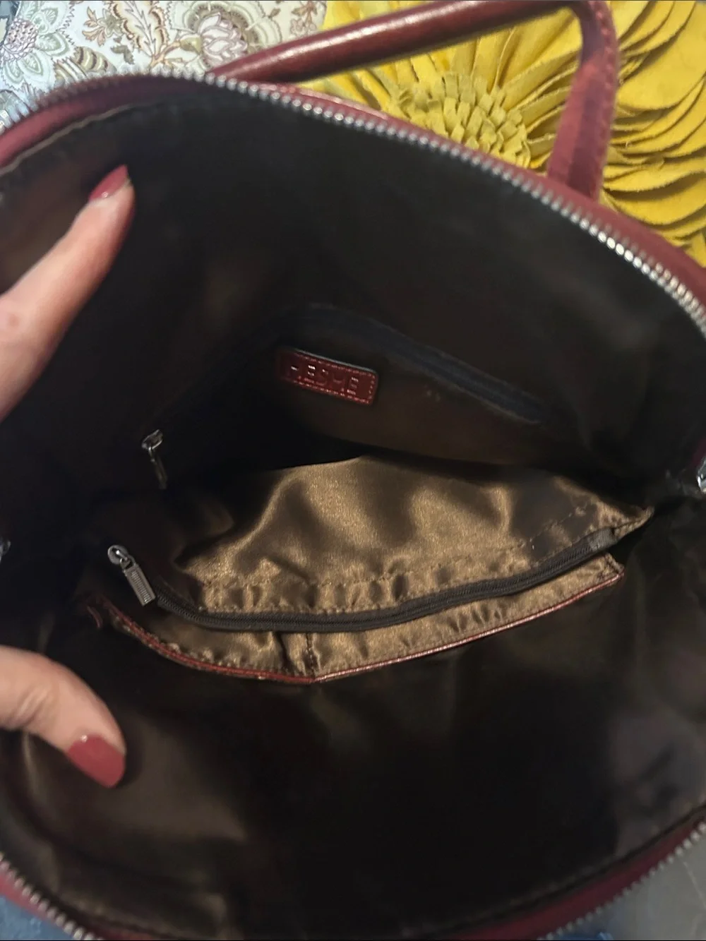 Burgundy Leather Backpack Purse leather
